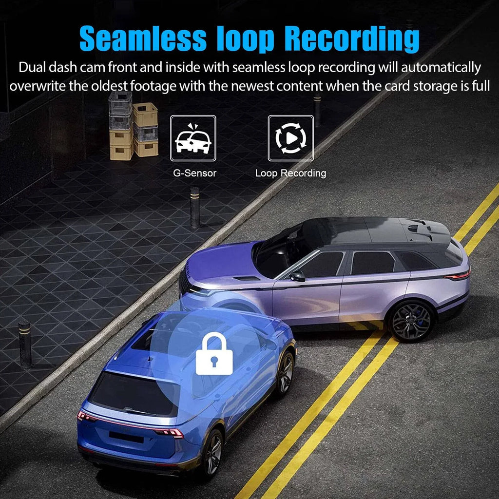 1080P Car Dual Lens Dash Cam Front/Rear/Inside Video Recorder Camera G-sensor