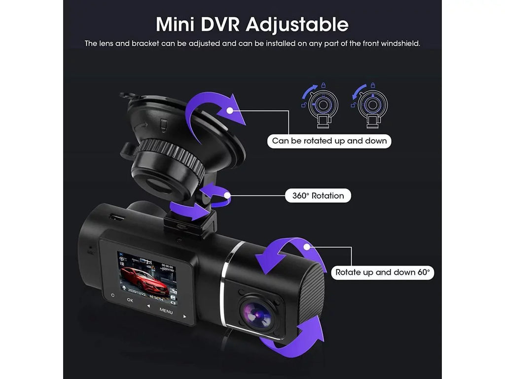 Dual Dash Cam Hardwire Kit Included  1080p+1080p Front Inside Cabin Car Camera Driving Recorder with Infrared Night Vision  G-Sensor Loop Recording for Taxi Rideshare