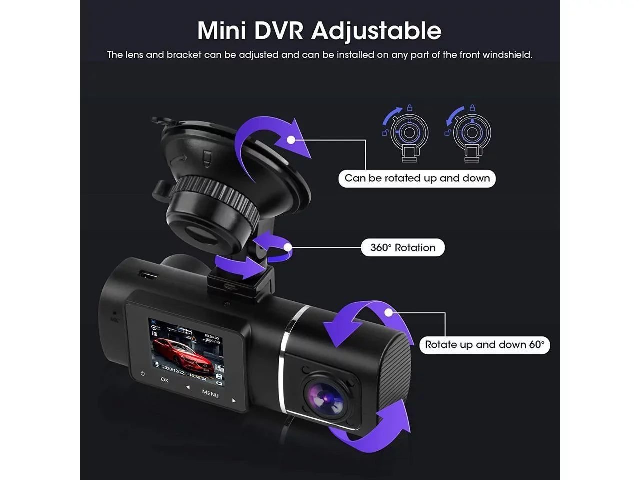 Dual Dash Cam Hardwire Kit Included  1080p+1080p Front Inside Cabin Car Camera Driving Recorder with Infrared Night Vision  G-Sensor Loop Recording for Taxi Rideshare