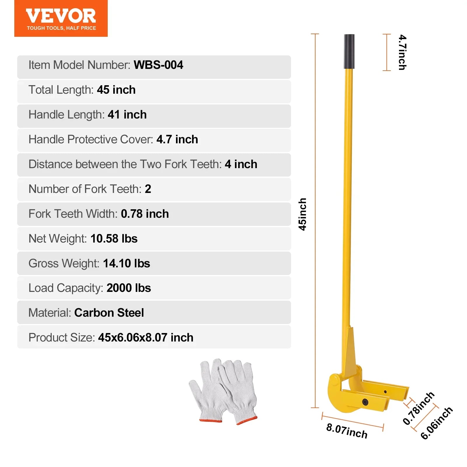 Pallet Buster Deck Wrecker Pallet Tool Pry Bar 41-Inch Handle 2000 lbs