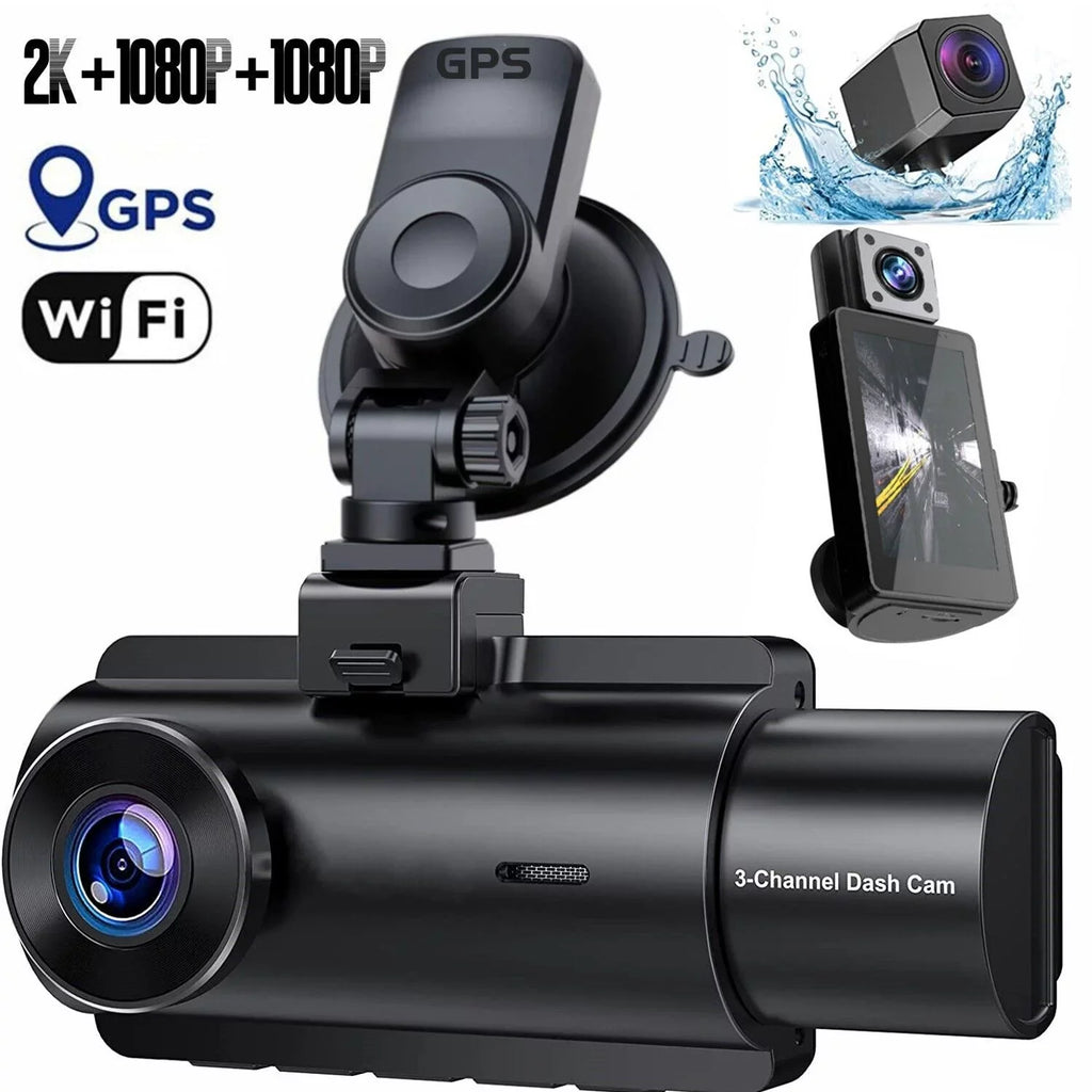 3 Lens Cars True 4K Dual Dash Camera Front & Rear WiFi& Track Video Recorder