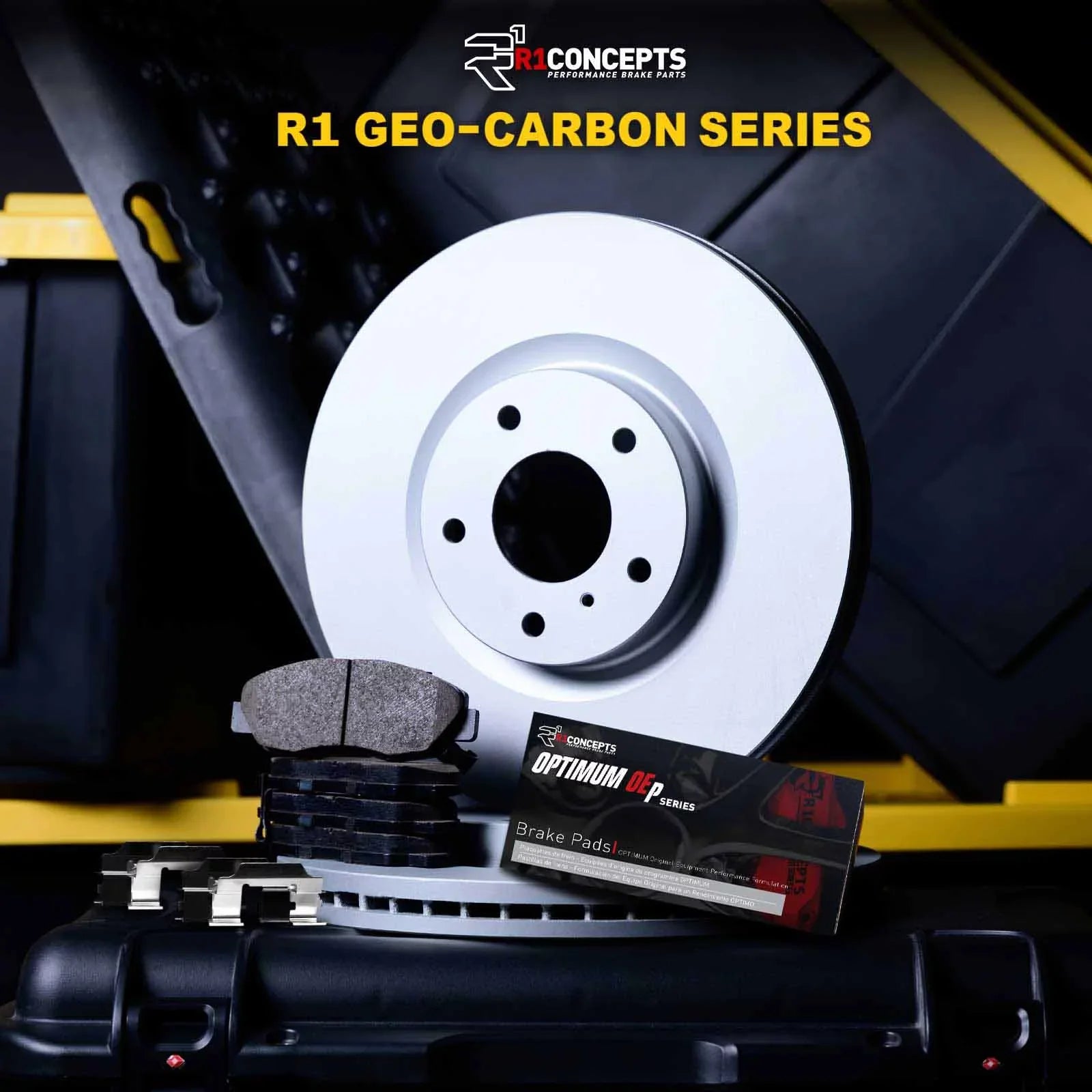R1 Concepts Rear Brakes and Rotors Kit |Rear Brake Pads| Brake Rotors and Pads| Optimum OEp Brake Pads and Rotors |Hardware Kit WDUH1-80093
