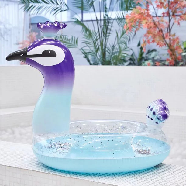 Calla Inflatable Swimming Pool Glitter Pool Float Peacock Designed with Fast Valves Summer Beach Party Lounge Raft Decorations Toys for Kids | 48 Inch