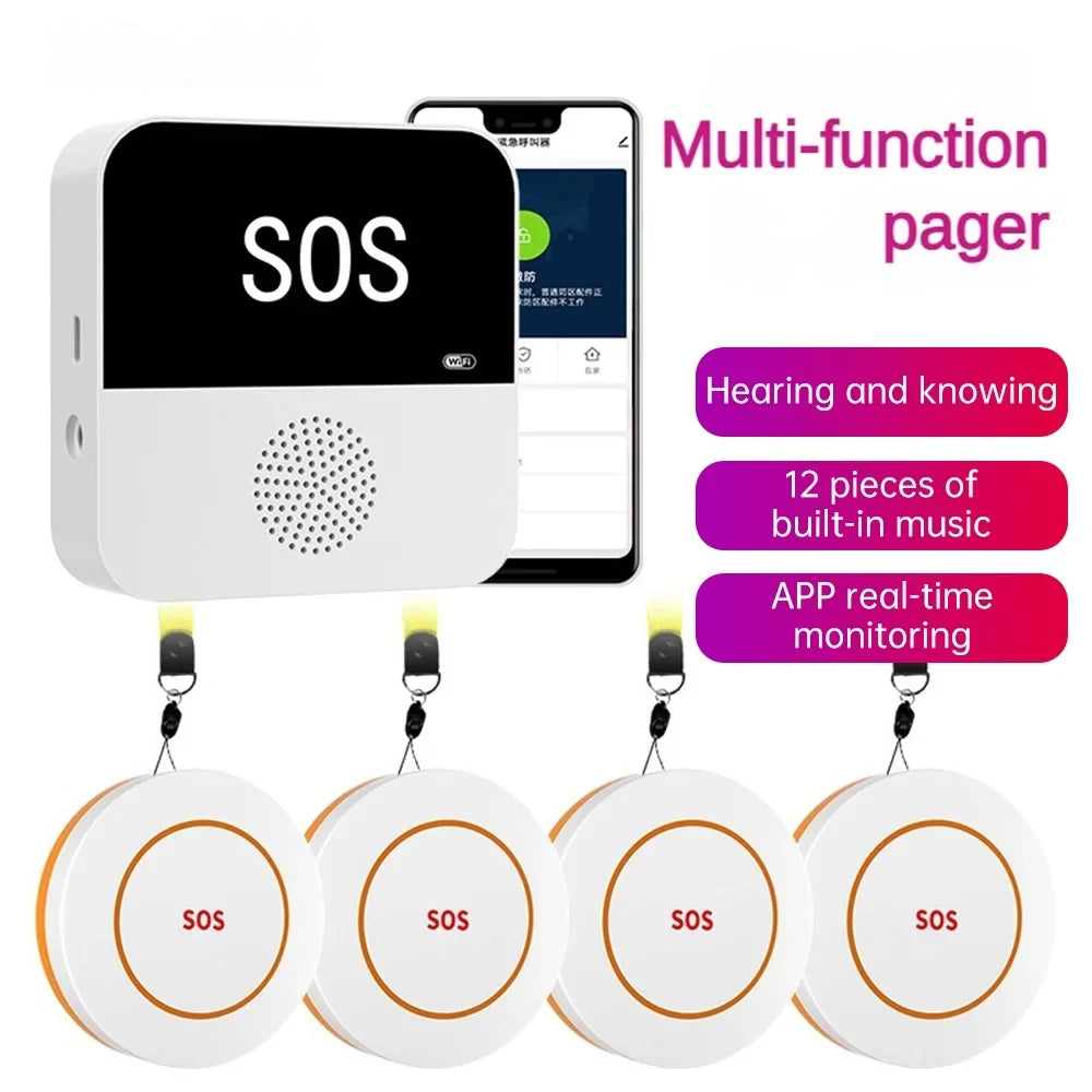 Smart  Emergency Button Tuya WiFi Pager For Elderly People Living Alone, Home Care Emergency One-click Help