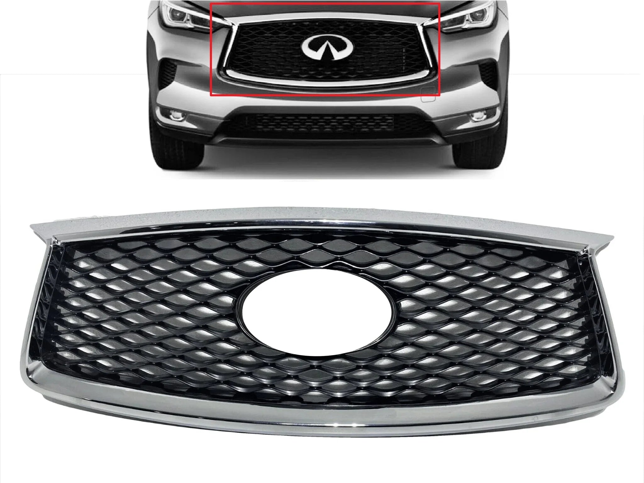 2019 2020 2021 Compatible With Infiniti QX50 Grille Front Bumper Upper Grille With Camera Option
