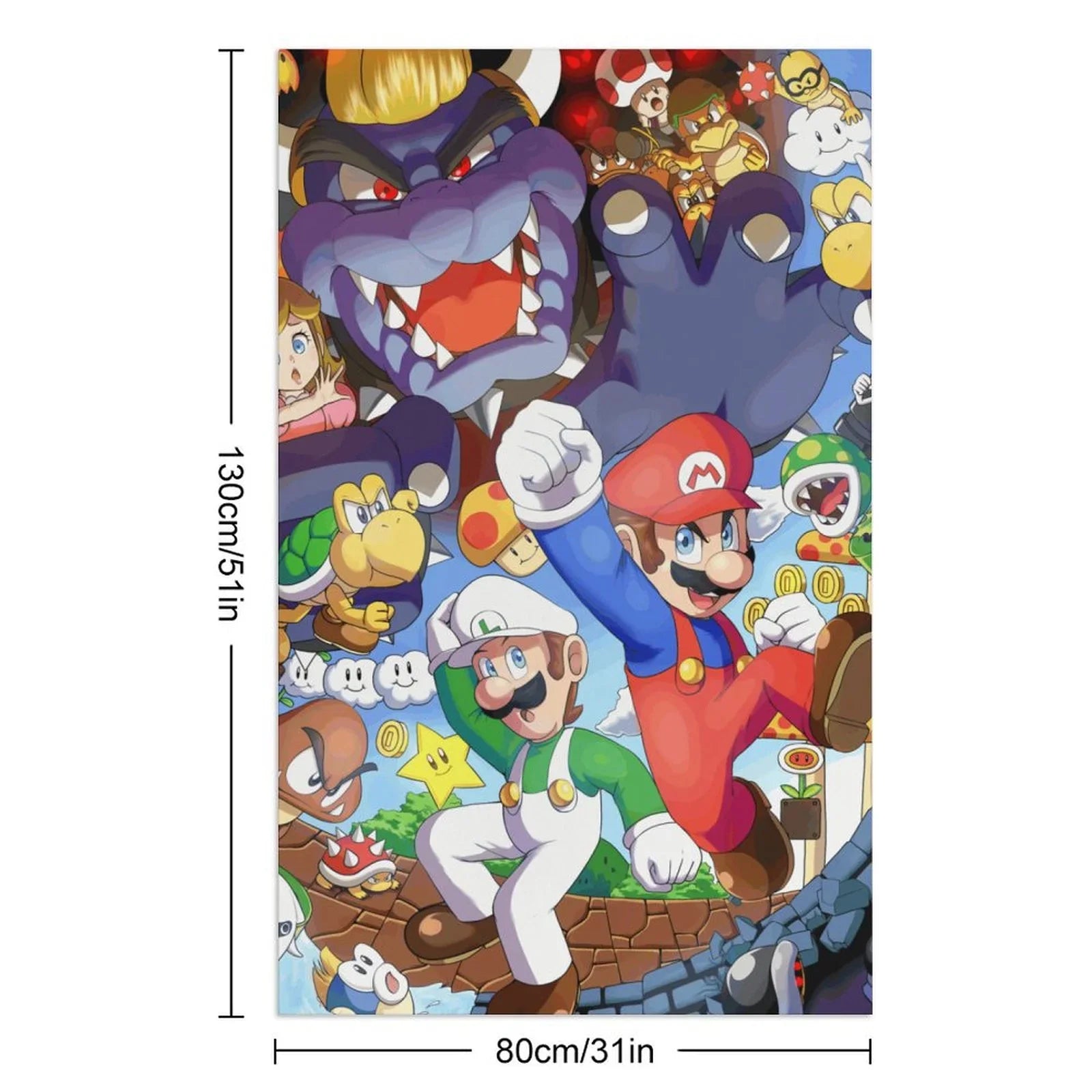 Luigi Mario Bros. Movie Beach Towel Microfiber Soft Absorbent Quick-Dry Bath Towels 130x80cm for Kid/Adults for Bathroom Shower/Guests/Pool Swimming/Gym/Camp/Holiday