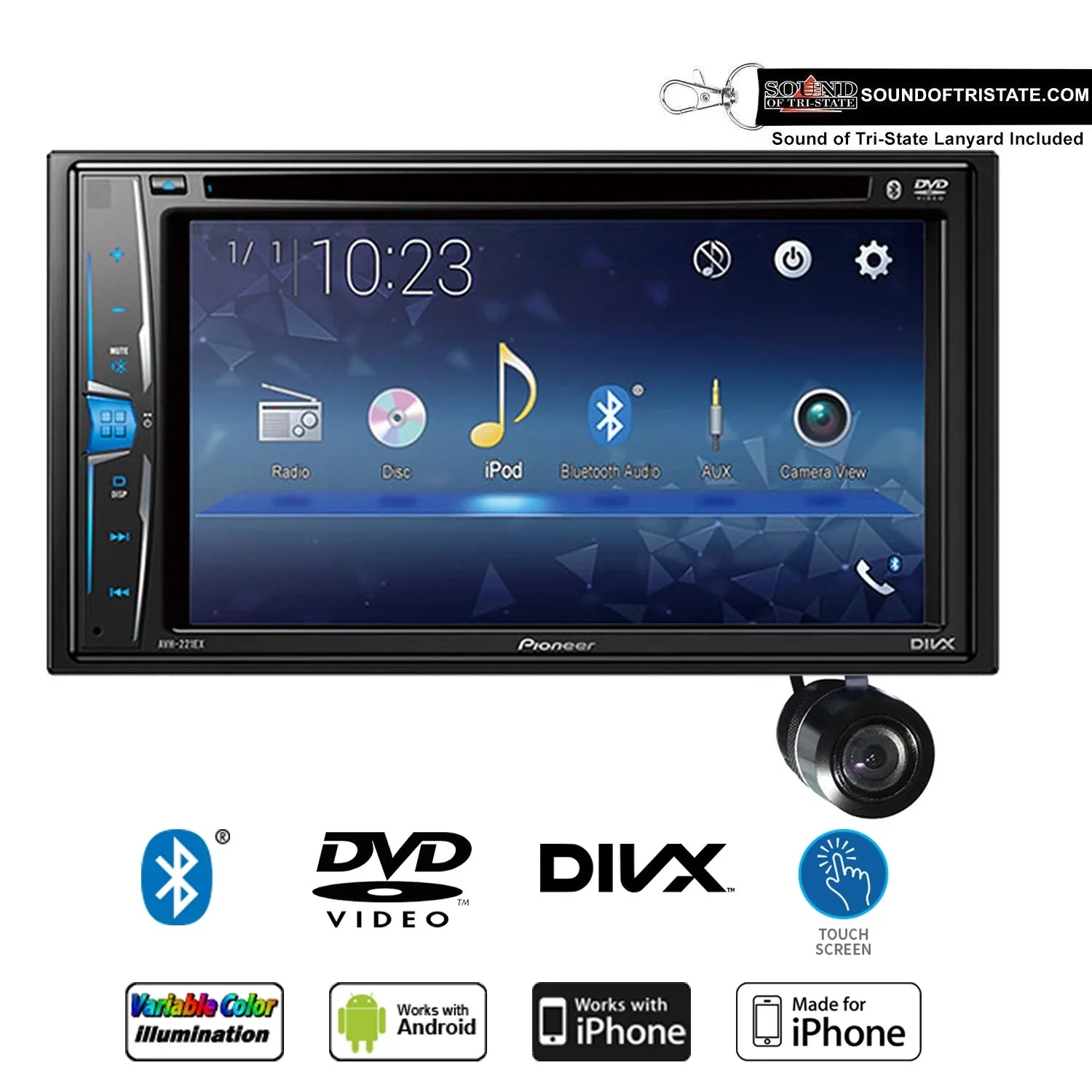 Pioneer -221EX Multimedia -Receiver with Bullet Style Backup Camera