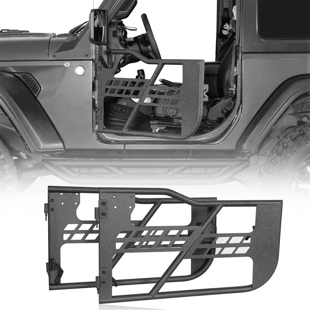Hooke Road Fit 2018-2023 Jeep Wrangler  2-Door Steel Tubular Half Door Guards Frame Black