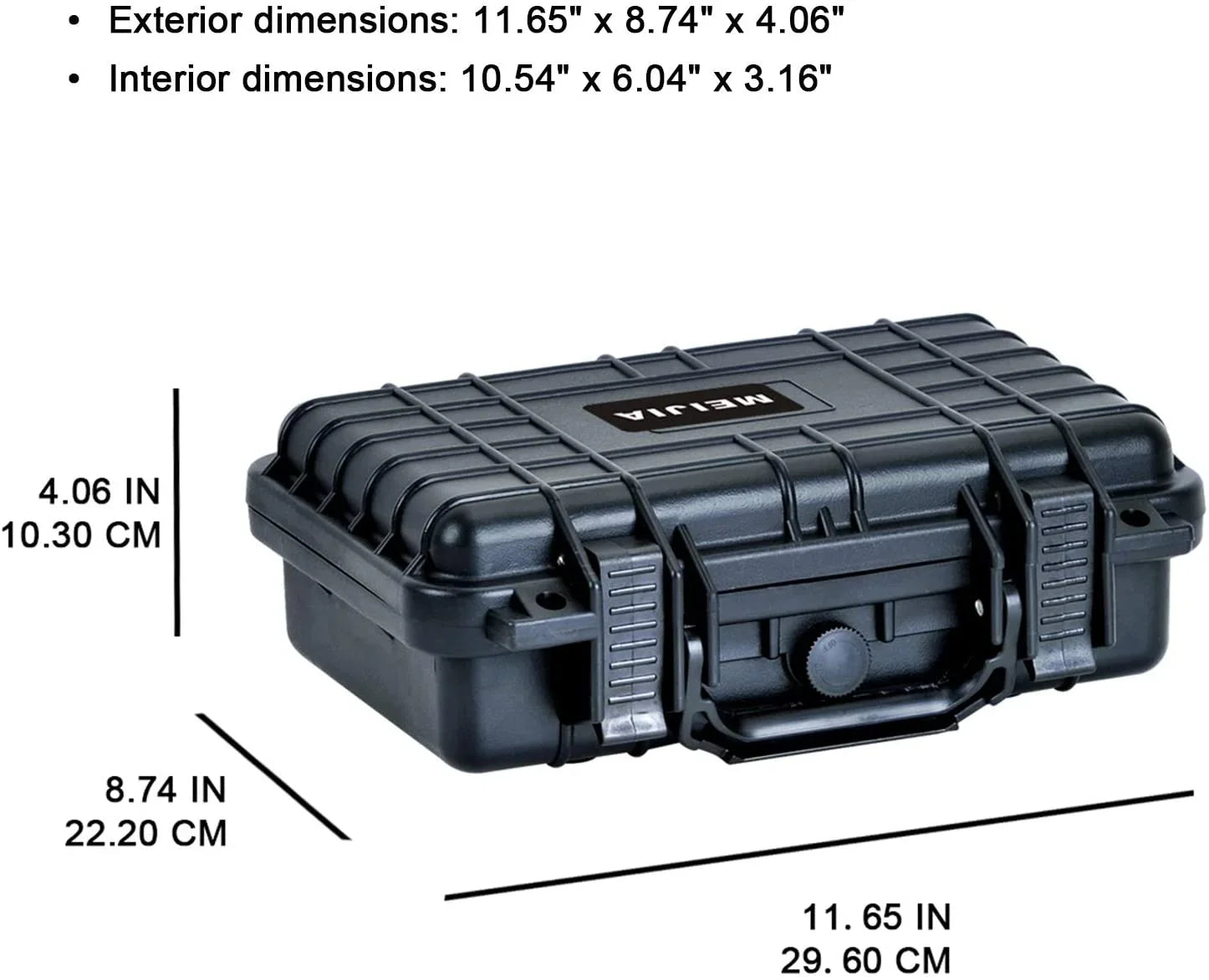 Portable All Weather IP67 Waterproof Protective Hard Case, Small Camera Case,Dry Case with Customizable Foam,Fit Use of Drones, Camera,Equipments, 11.65 x8.35 x3.78 (Elegant Black)