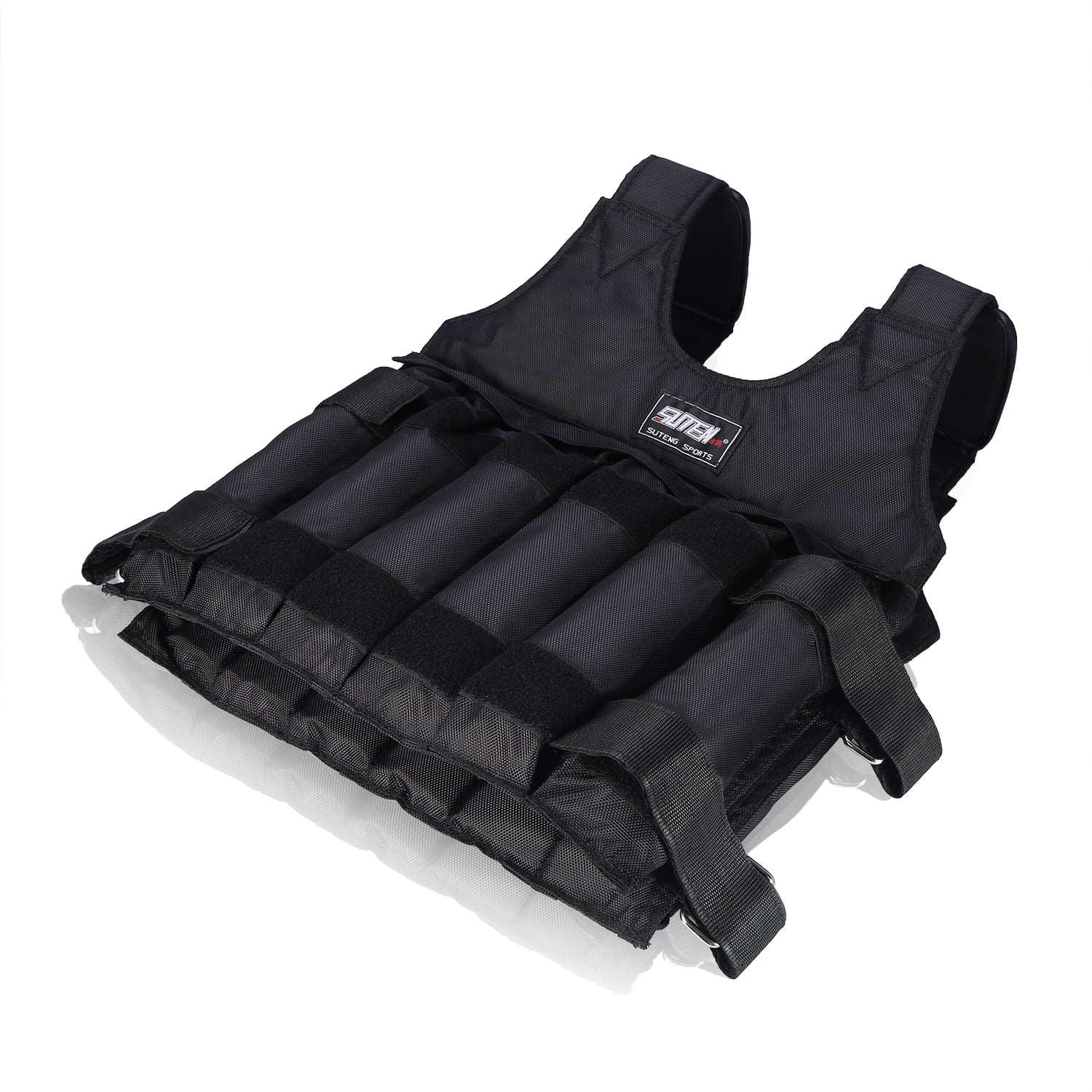 Adjustable Weighted Vest with 12pcs Pouches 50KG/110lbs Vest Workout Weight Jacket Exercise Boxing Training Fitness