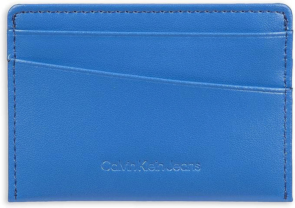 Calvin Klein Men's Monogrammed Logo Card Case Open-Blue