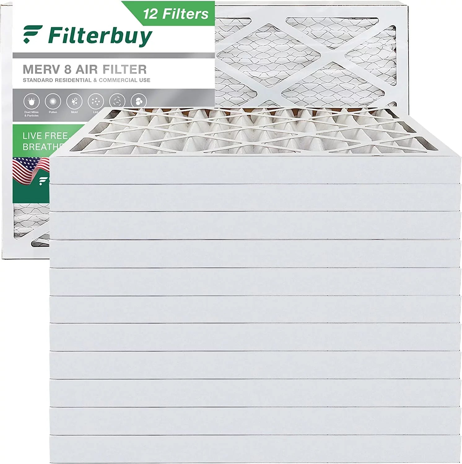 Filterbuy 15x30x2  8 Pleated   Furnace Air Filters (12-Pack)