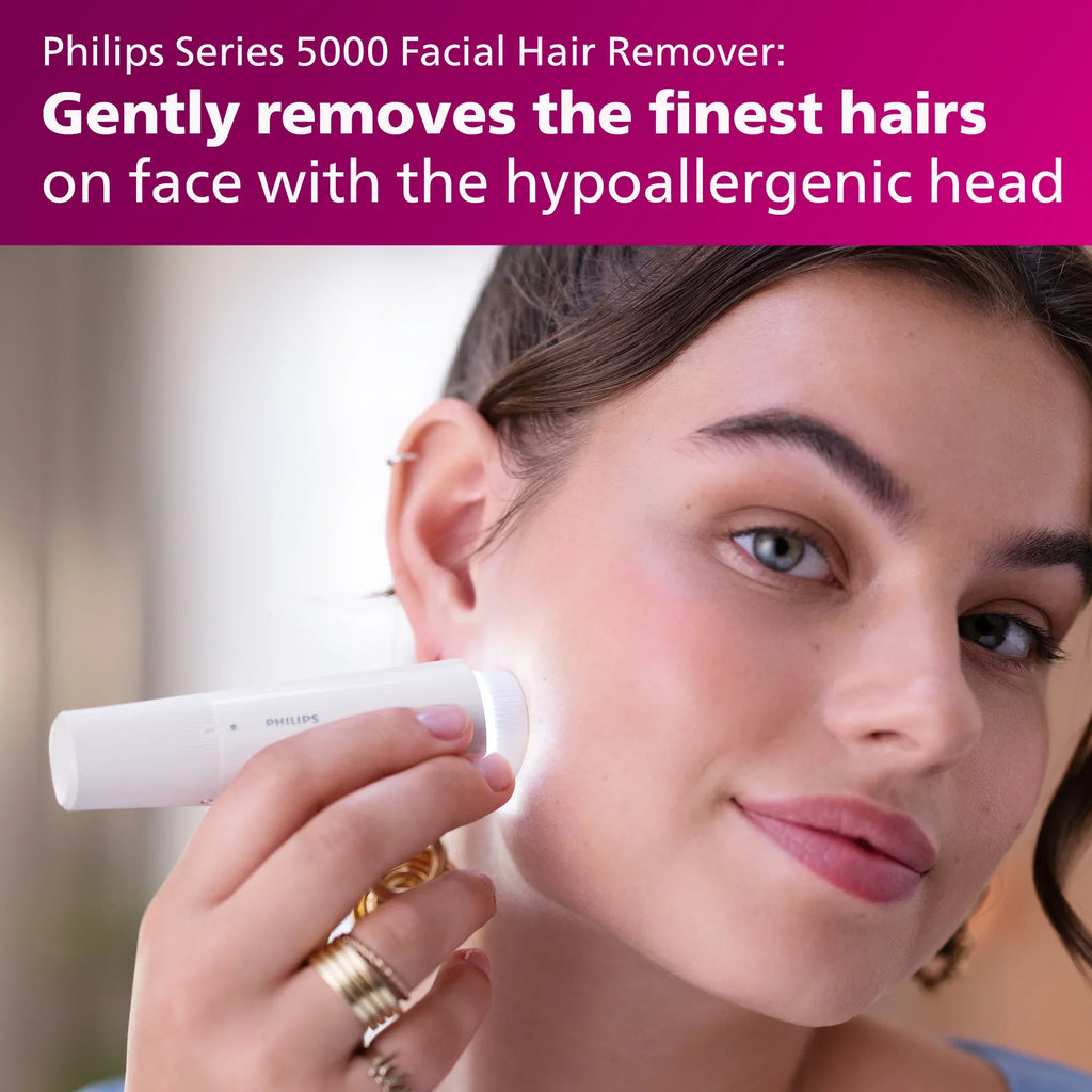 Philips Lady Electric Shaver Series 8000 with Electric Facial Hair Remover, Cordless, BRL166/91