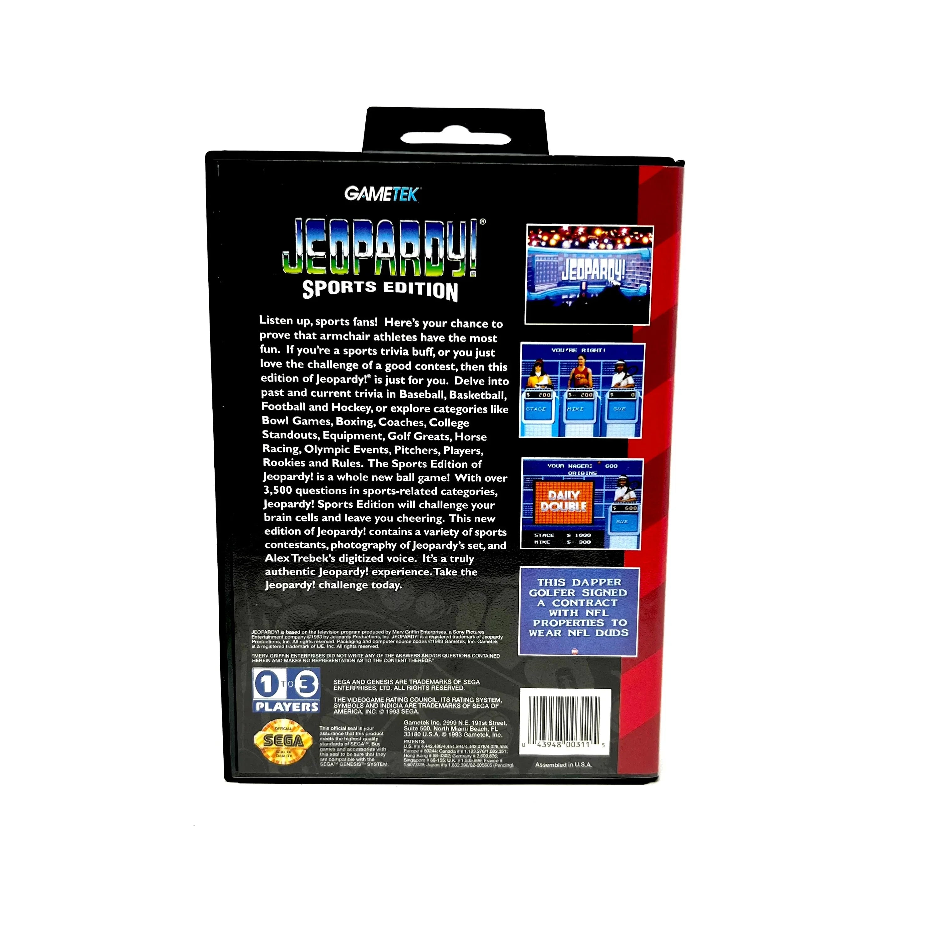 Sega Genesis Game Ten Jeopardy Sports Edition