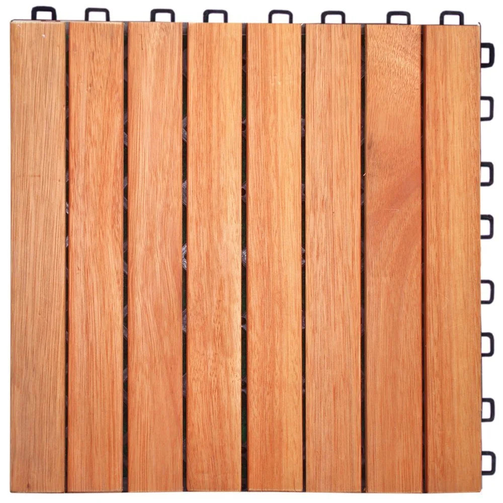Brands - Patio Outdoor Hardwood 8 Slats Interlocking Deck Tiles, 10