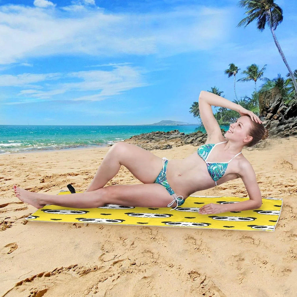 Bestwell Panda Beach Towel Oversized Towel Blanket, Thin Lightweight Microfiber Sand Free Quick Dry Towel, 30”X60” Multipurpose Pool Bath Yoga Swim Shower Towel
