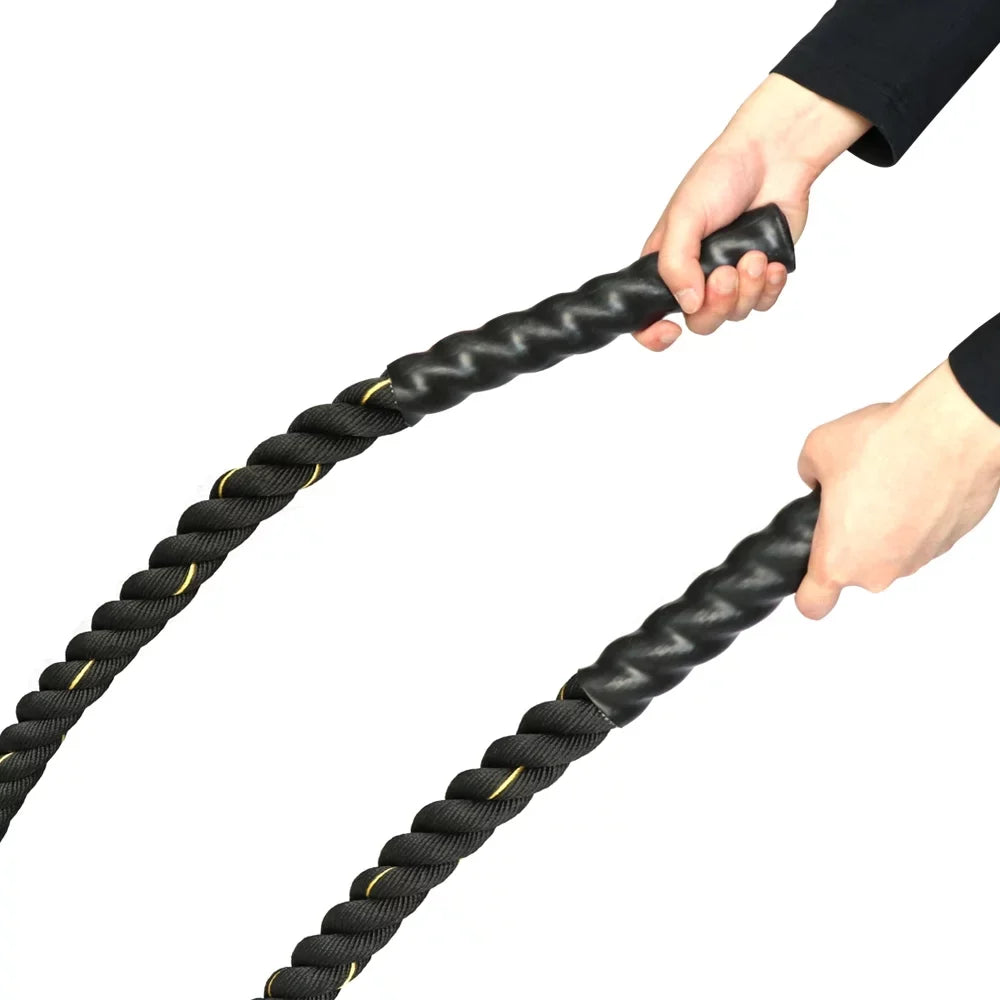 Battle Rope Poly Dacron 1.5 in Diameter 30 ft Length, Training Rope with Protective Sleeve and Wall Mount
