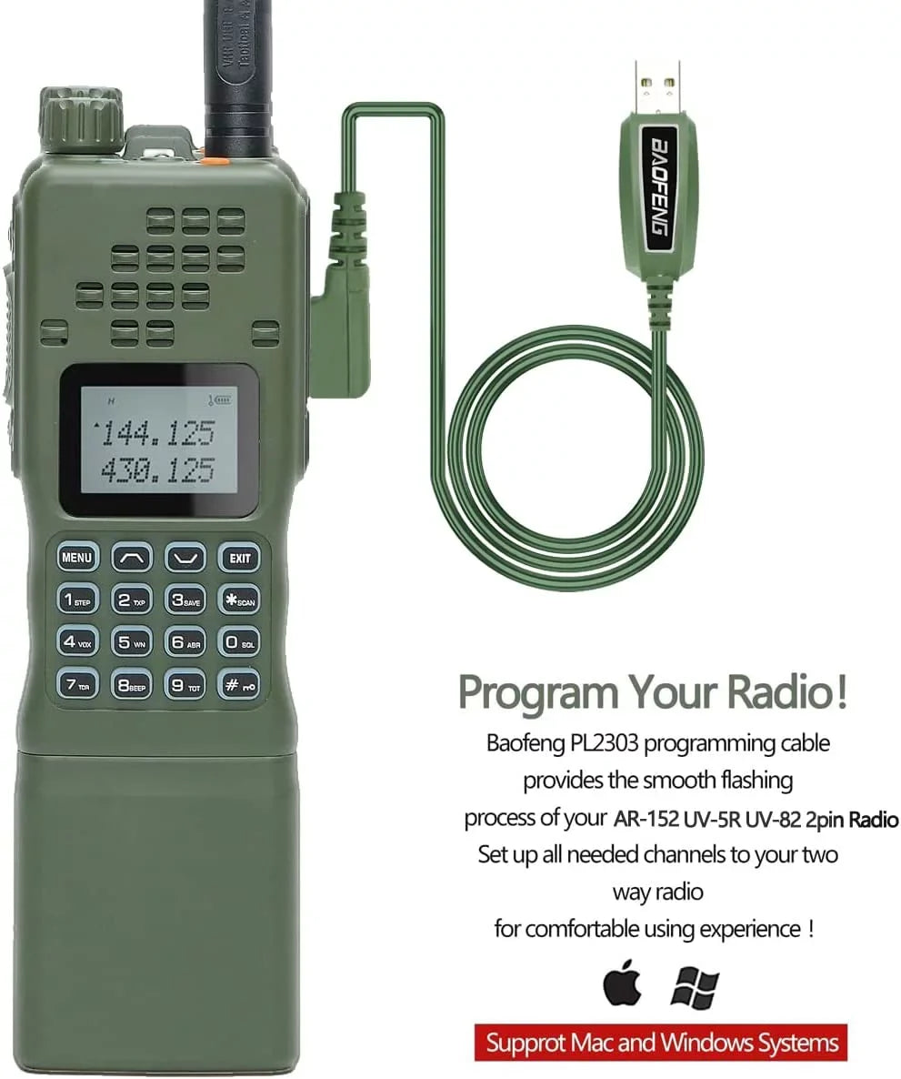 &BaofengAR-152 10W Long Range Rechargeable Two Way Radio with -152 Shoulder mic,18.8 inch Tactical Foldable Antenna, Charger Cable,-152 Bag and Programming Cable Walkie Talkie Full Kit