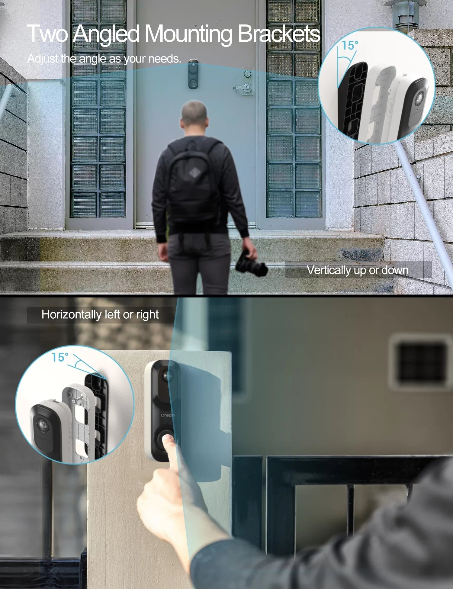Wireless Doorbell Camera, 2K Smart Video Doorbell Works with Alexa Door Bell Camera for Home Security, 2.4G WiFi Required