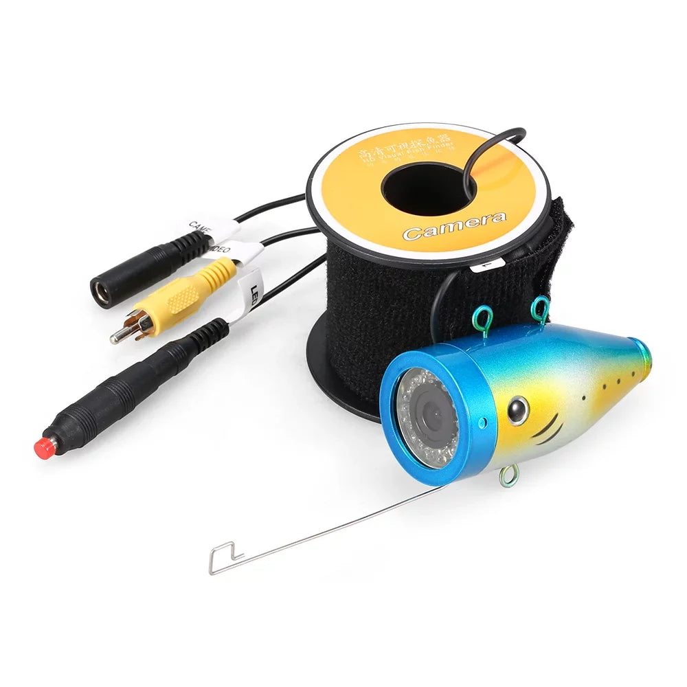 Tomshoo 1200TVL Underwater Fishing 24 LEDs Night Vision Waterproof Fish Shape Boat Ice Fishing Accessories with 15m30m50m Cable