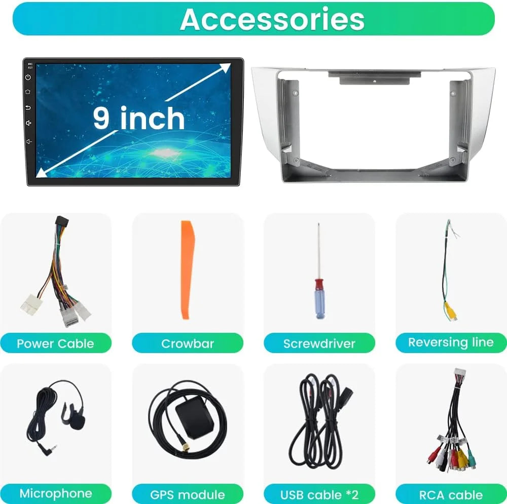 Car Stereo for Lexus Toyota Harrier Lexus RX300 RX330 RX350 RX400H 2003-2009,Android 12 Car Radio 2GB + 32GB with //WiFi/, Support /Wired Carplay Android Auto