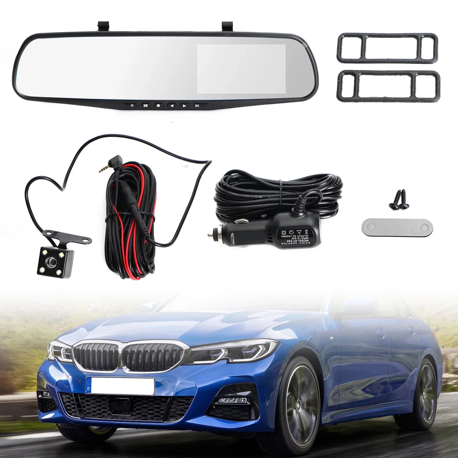 1080P  Rearview Mirror Car  Dual Dash Cam Camera Front Rear Video Recorder
