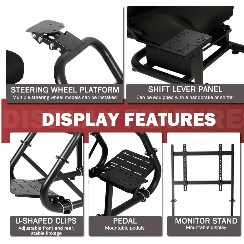 Supllueer G29 Racing Sim Cockpit with  Stand & Seat Fit Logitech G923 G920 Fanatec Thrustmaster