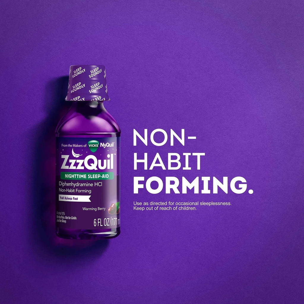 3 Pack - ZzzQuil Nighttime Sleep-Aid Liquid, Warming Berry Flavor 12 oz