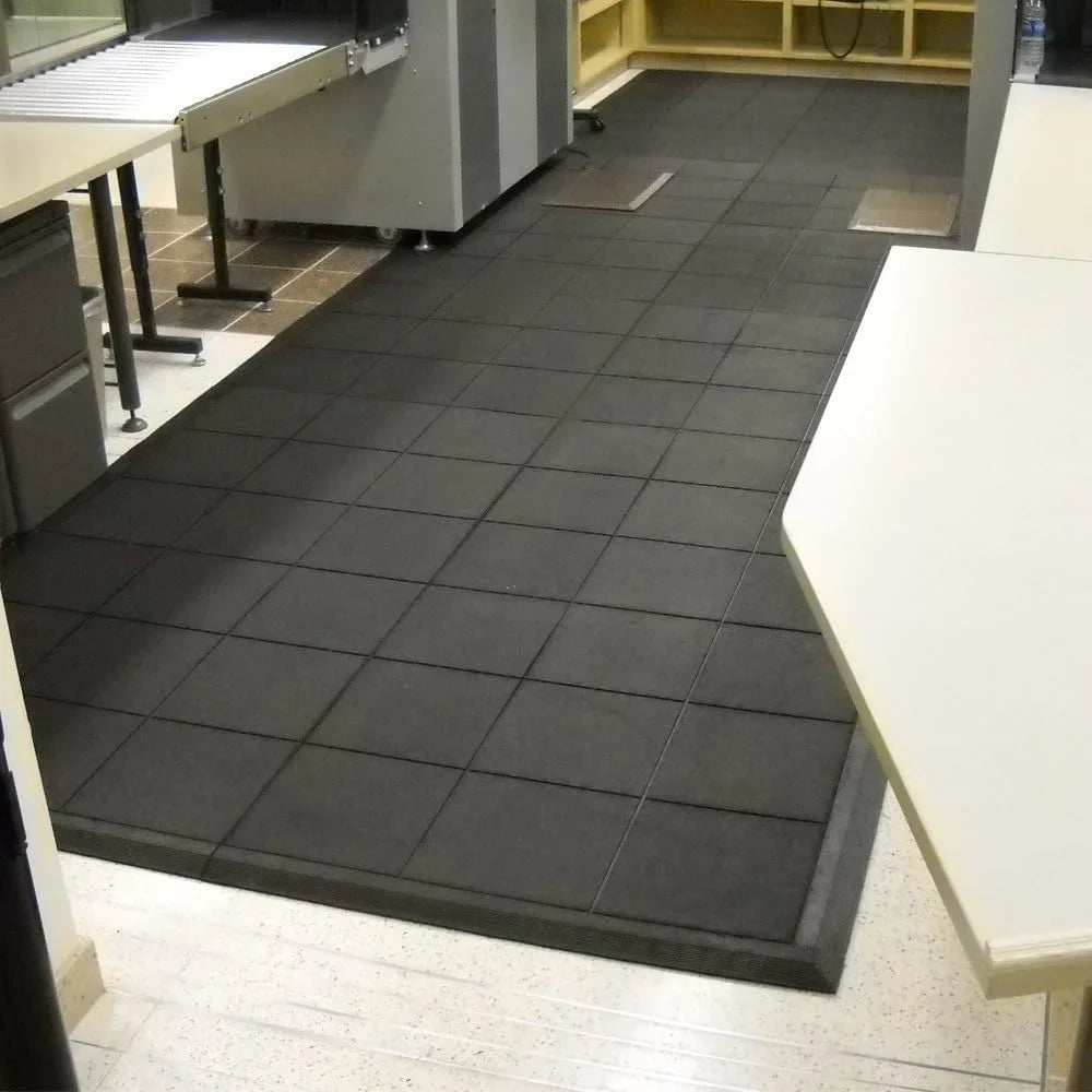 Revolution Interlocking Rubber Floor Mat (2-Pack), Black, 12Mm X 36In X 36In