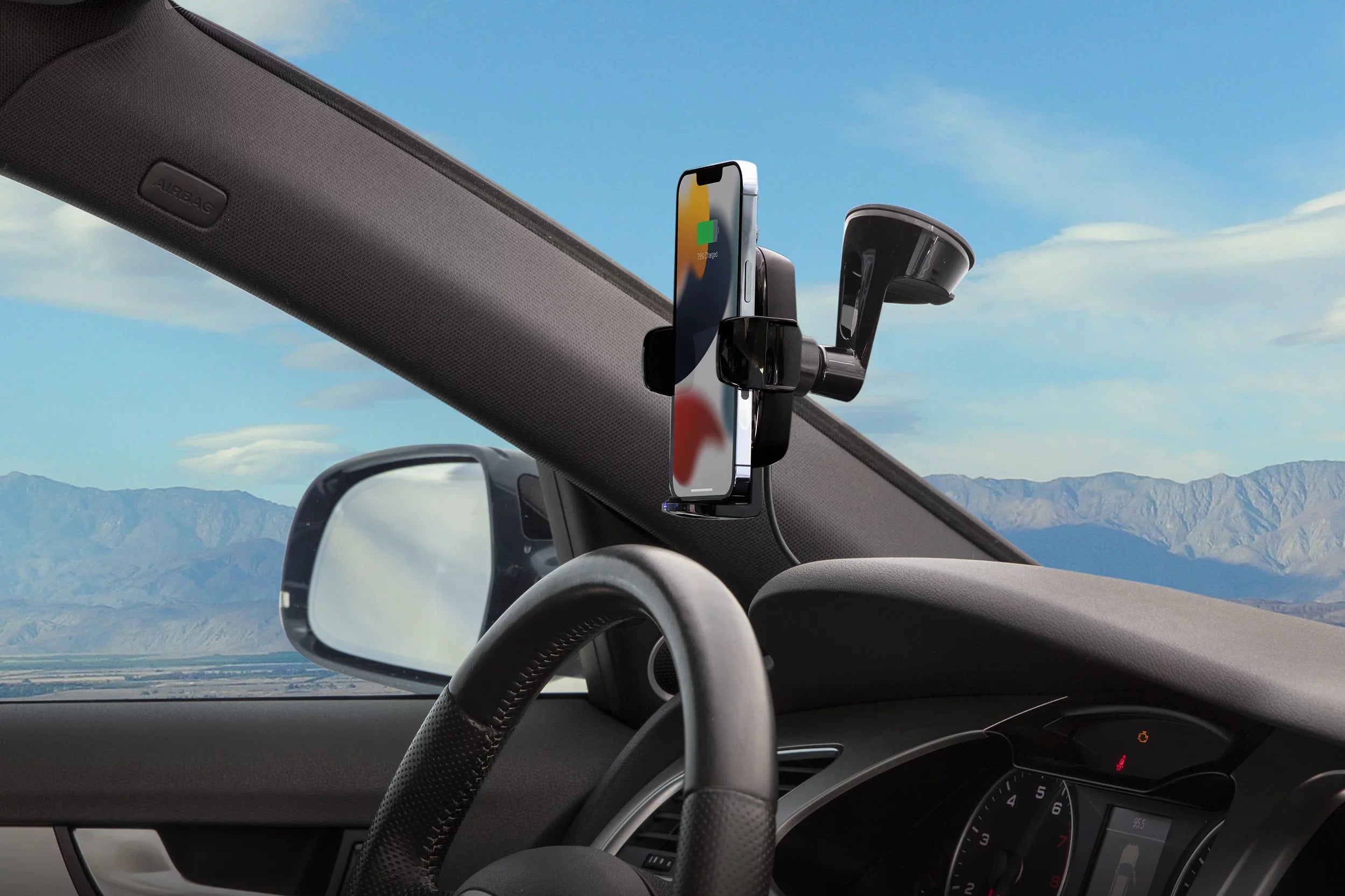 Scosche UQ3WDV- Qi-enabled Wireless Charging Universal Phone Mount w/ Stick Grip Black