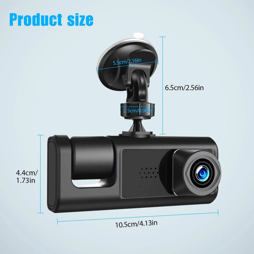 1080P Car Dual Lens Dash Cam Front/Rear/Inside Video Recorder Camera G-sensor