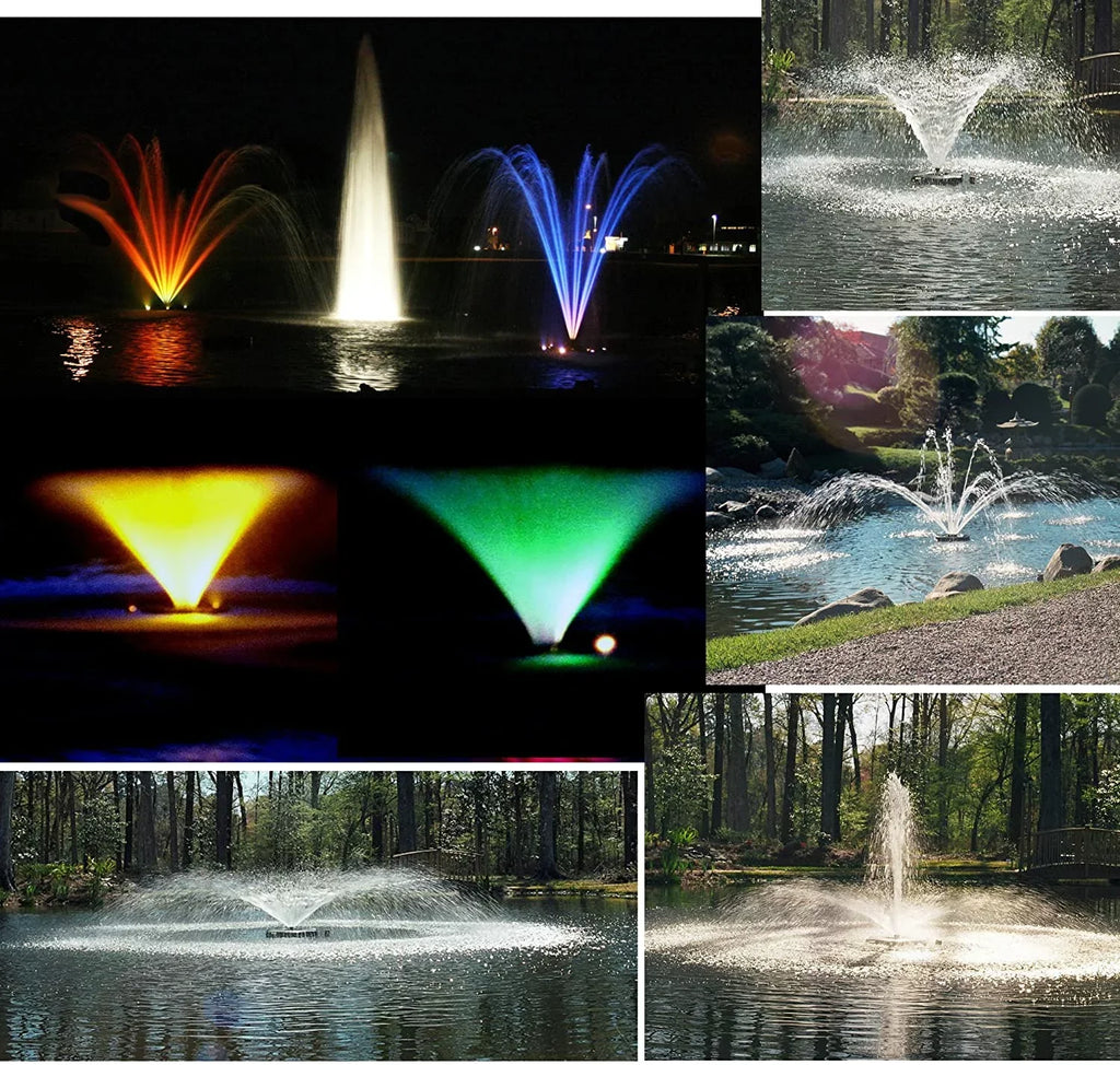 1hp Decorative Fountain, 50 foot cord, 120 volt with LED3C11-050 Light Kit