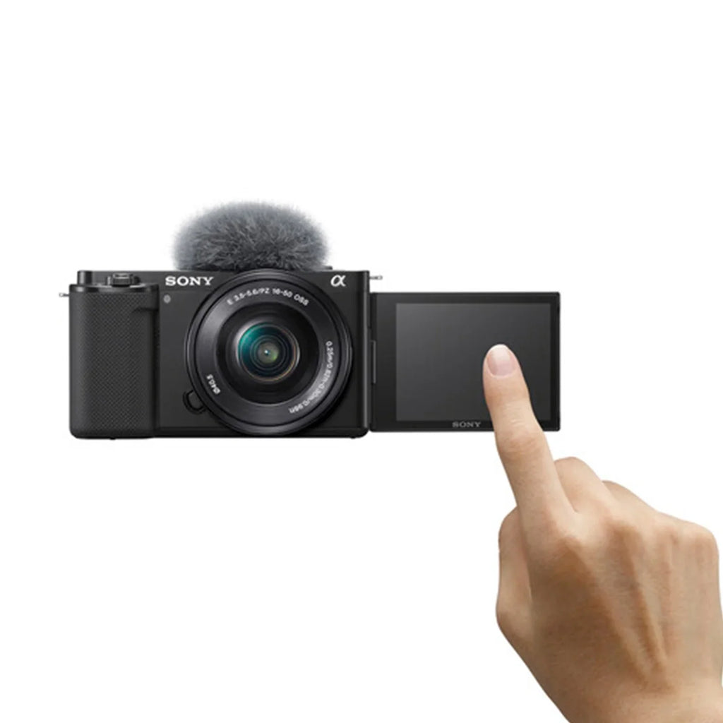 Sony Alpha -E10 Mirrorless Vlog Camera With 16-50mm Lens + 128GB Memory Card + Tripod + Case + ZeeTech Accessory Bundle (Black)