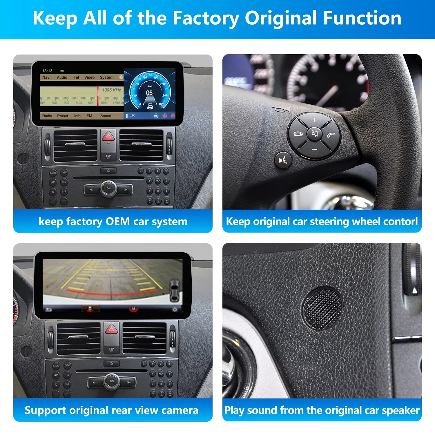 Road Top Android 13 Touch Screen Car Stereo 10.25" 8GB+256GB Car Touch Screen for Mercedes Benz C Class W204 2011-2014 Year with NTG4.5/4.7, Supports Wireless Wired CarPlay Android Auto Mirrorlink