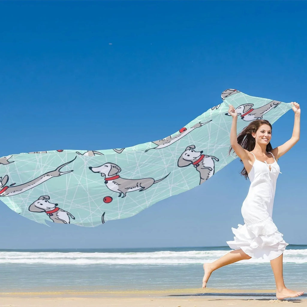 Hyjoy Playing Dogs Long Silk Neck Scarf Lightweight Shawl Wrap Scarves for Women Girls