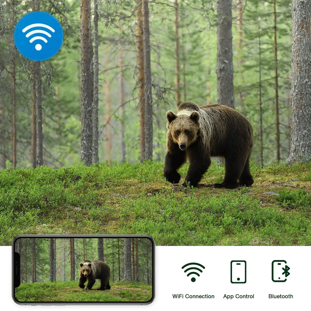 WiFi Trail Game Camera 4K 42MP Bluetooth Hunting Deer Camera with 3PIR Sensor Infrared Night Vision Waterproof IP66 0.2s Trigger 2.4"  Trail Cam for Wildlife Monitoring