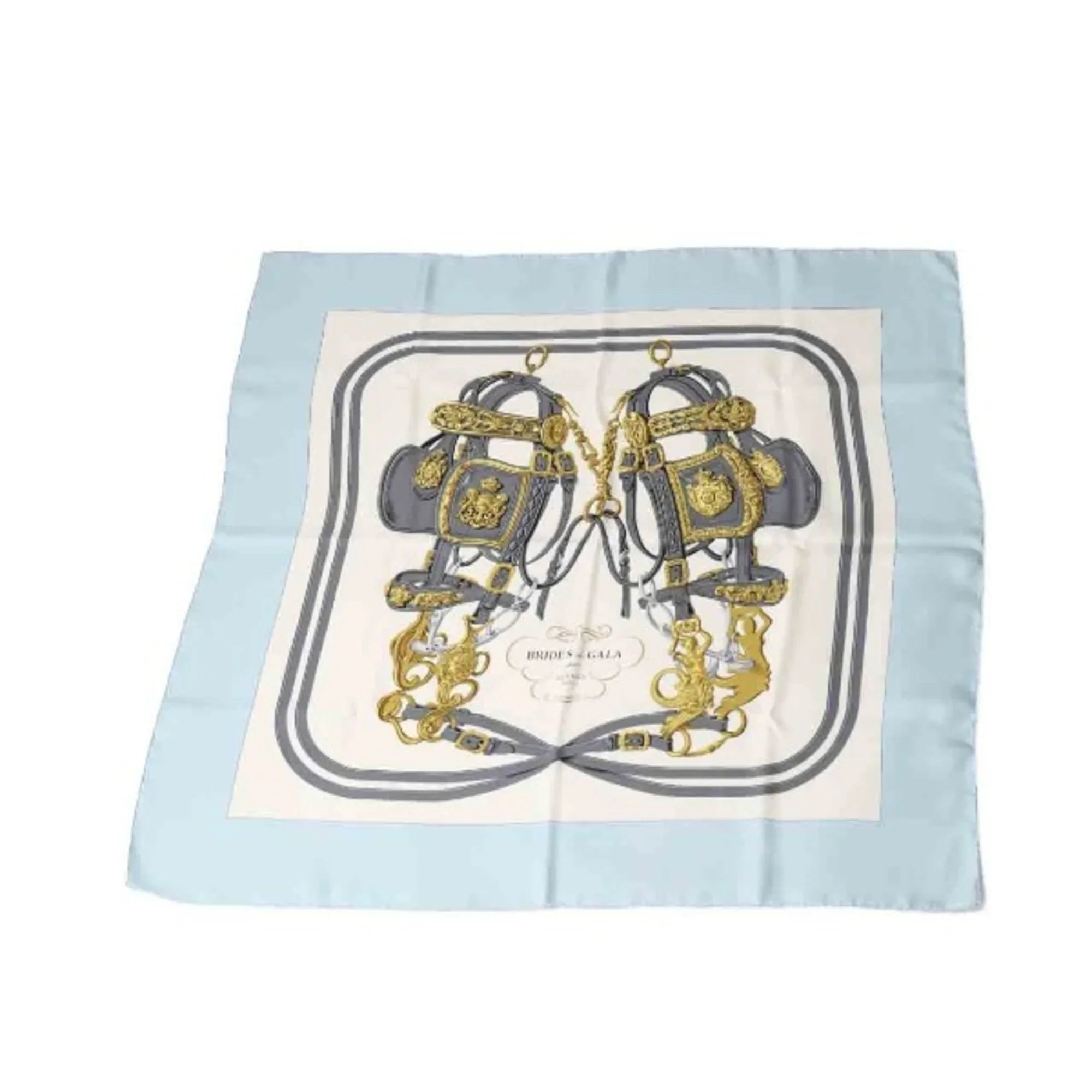 Pre-Owned  Carre90 Hermes light blue scarf (Good)