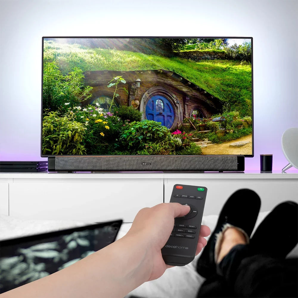 Restored Deco Gear SB200WOD 60W 2.0 Channel Soundbar with Builtin Dual Subwoofers and Four 2.5 inch Drivers (Refurbished)