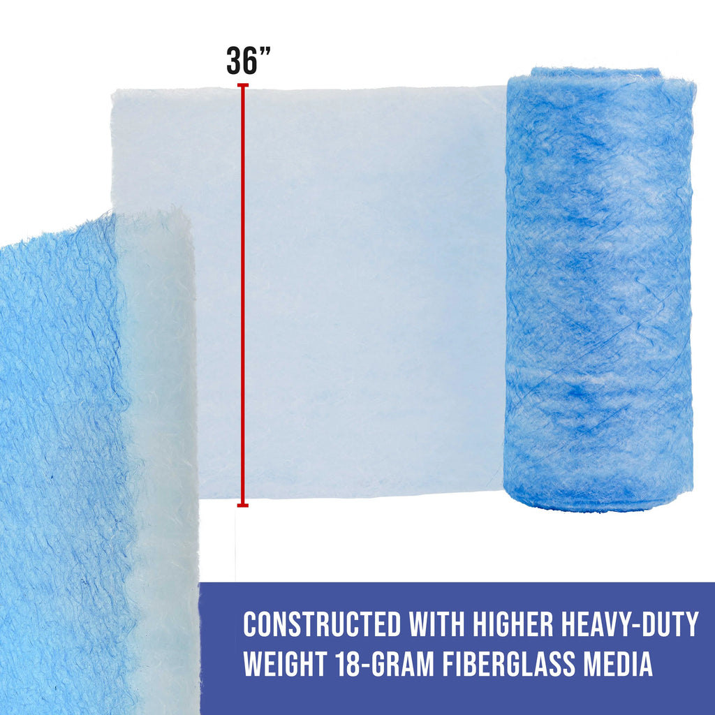 Master Elite Premium Paint Spray Booth Exhaust Filter Roll, 36" x 100' - 18 Gram Heavy-Duty Fiberglass Paint Arrestor - Captures Traps Overspray Paint Particles in Auto Autobody Refinish Booths