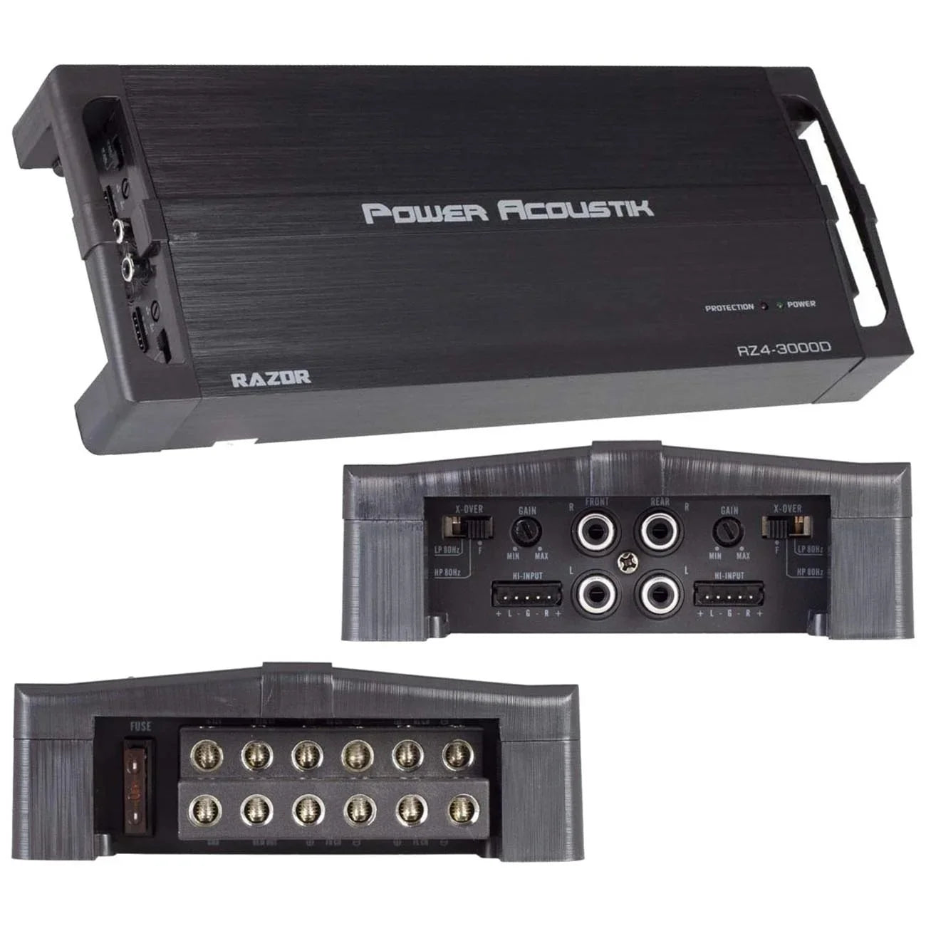 Power Acoustik RZ4 3000D Razor Series Class D Full-Range and Monoblock Amp 4 Channels 3000 Watts Max