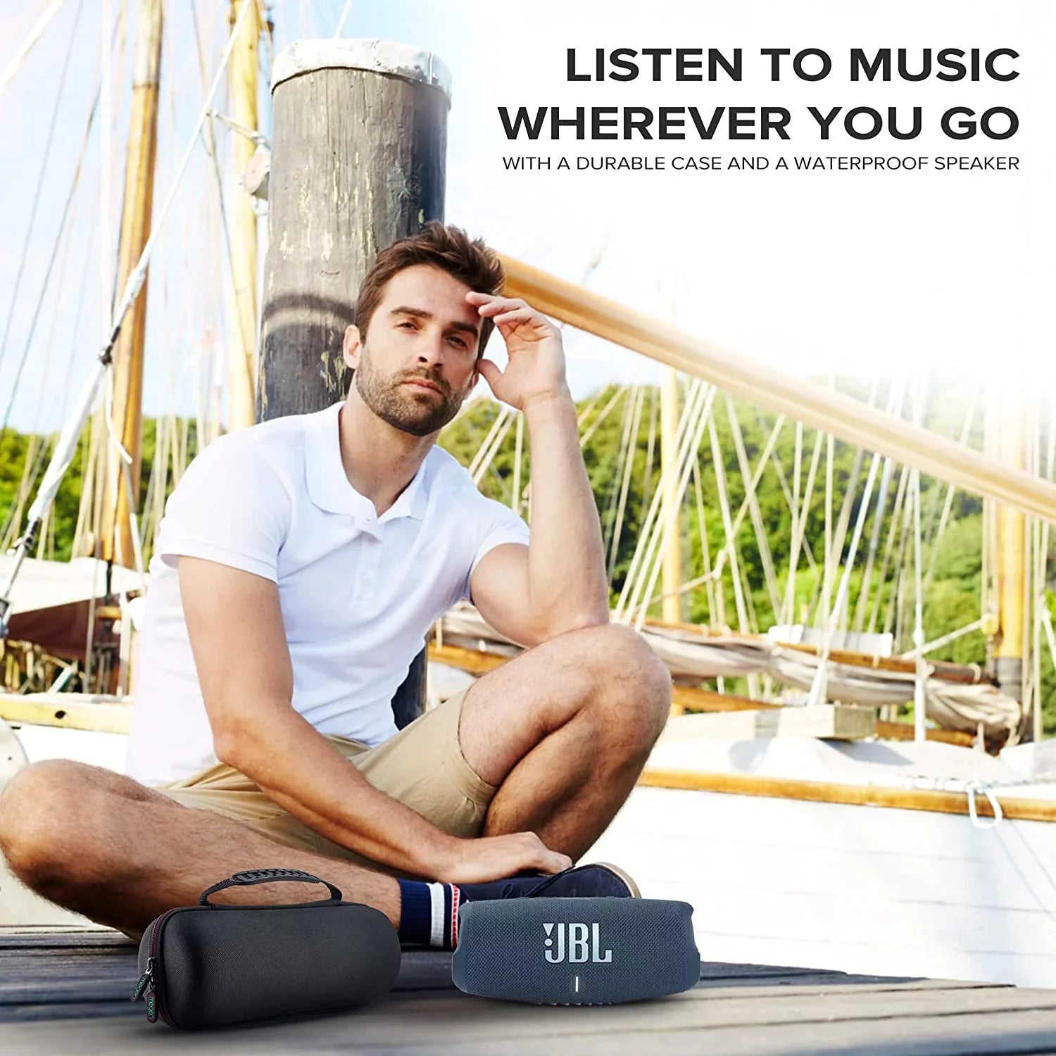 Charge 5 blue Portable Bluetooth Speaker w/Case