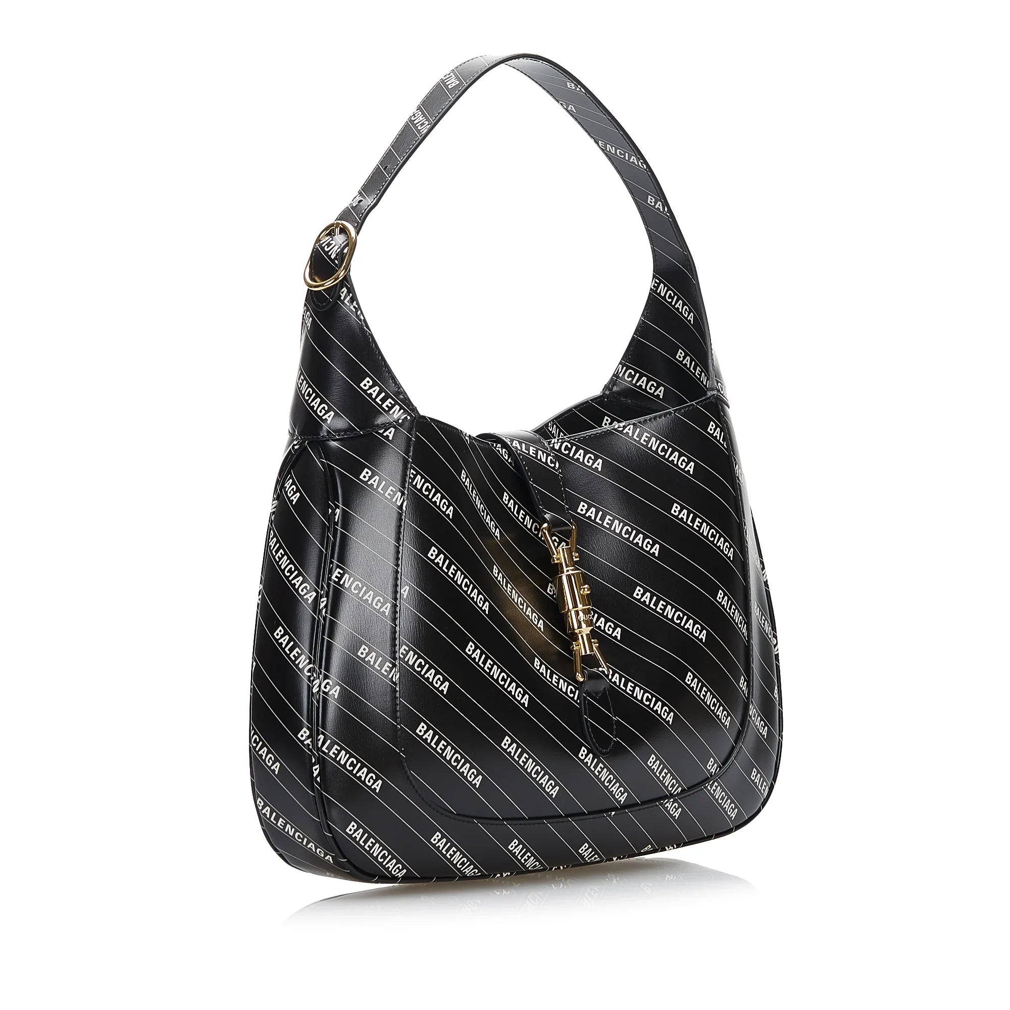 Pre-Owned Authenticated Gucci Hacker Project Jackie 1961 Calf Leather Black Satchel Unisex (Good)