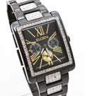 New Elgin Men`s Black  Crystal Band & Dial Multifunction Quartz Watch FG10003