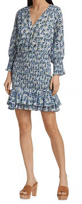 Veronica Beard Women's Cobalt multi Darrah Smocked Floral Mini Dress, 16