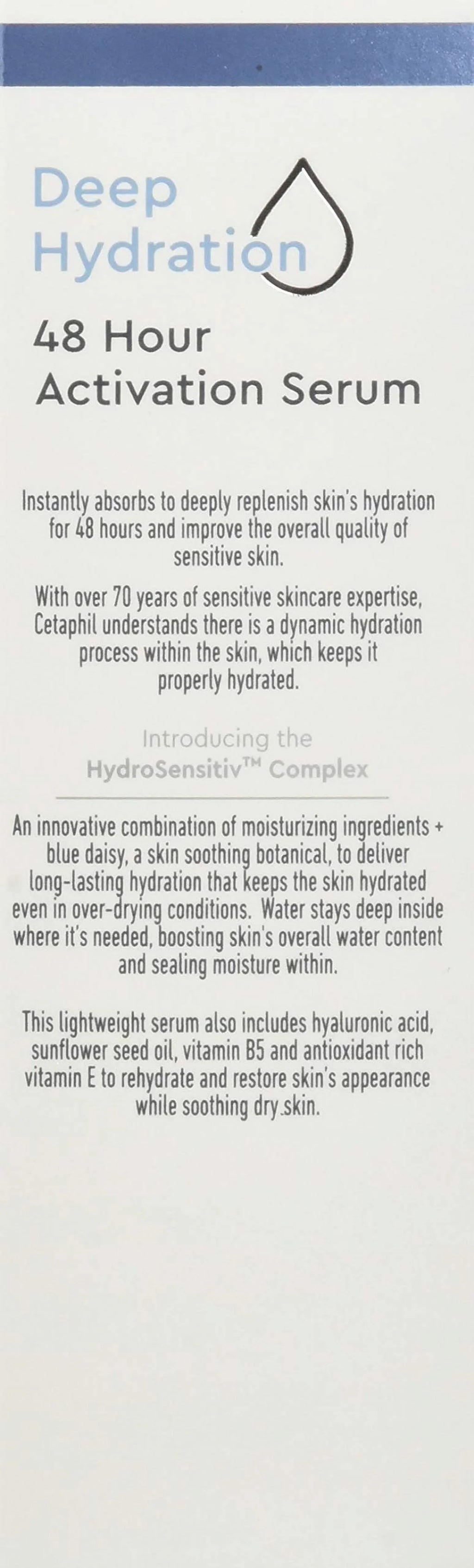 Cetaphil Cetaphil Deep Hydration 48 Hour Activation Serum 1 Fl Ounce 48 Hour Dry Skin Face Moisturizer For Sensitive Skin, 1 Fl Ounce