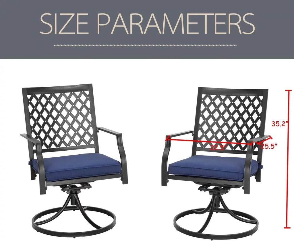 Patio Swivel Rocker Chairs Furniture Metal Outdoor Dining Chairs With Cushion Set Of 2