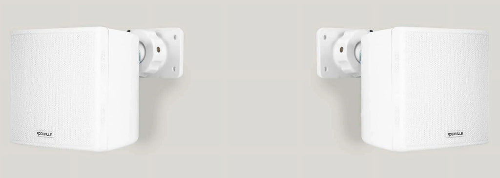 4 Rockville Cube 70v White 3.5" Commercial Swivel Wall Mount Restaurant Speakers