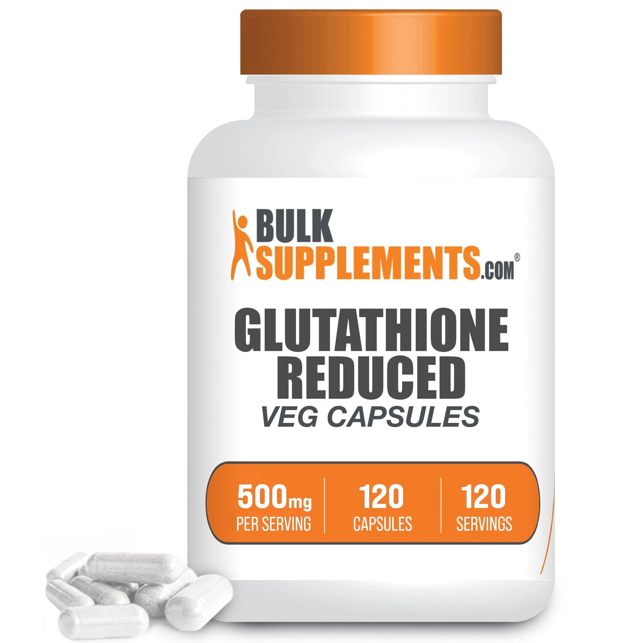 BulkSupplements.com Glutathione Reduced Capsules, 500mg - Liver Health Supplements (120 Veg Capsules - 120 Servings)