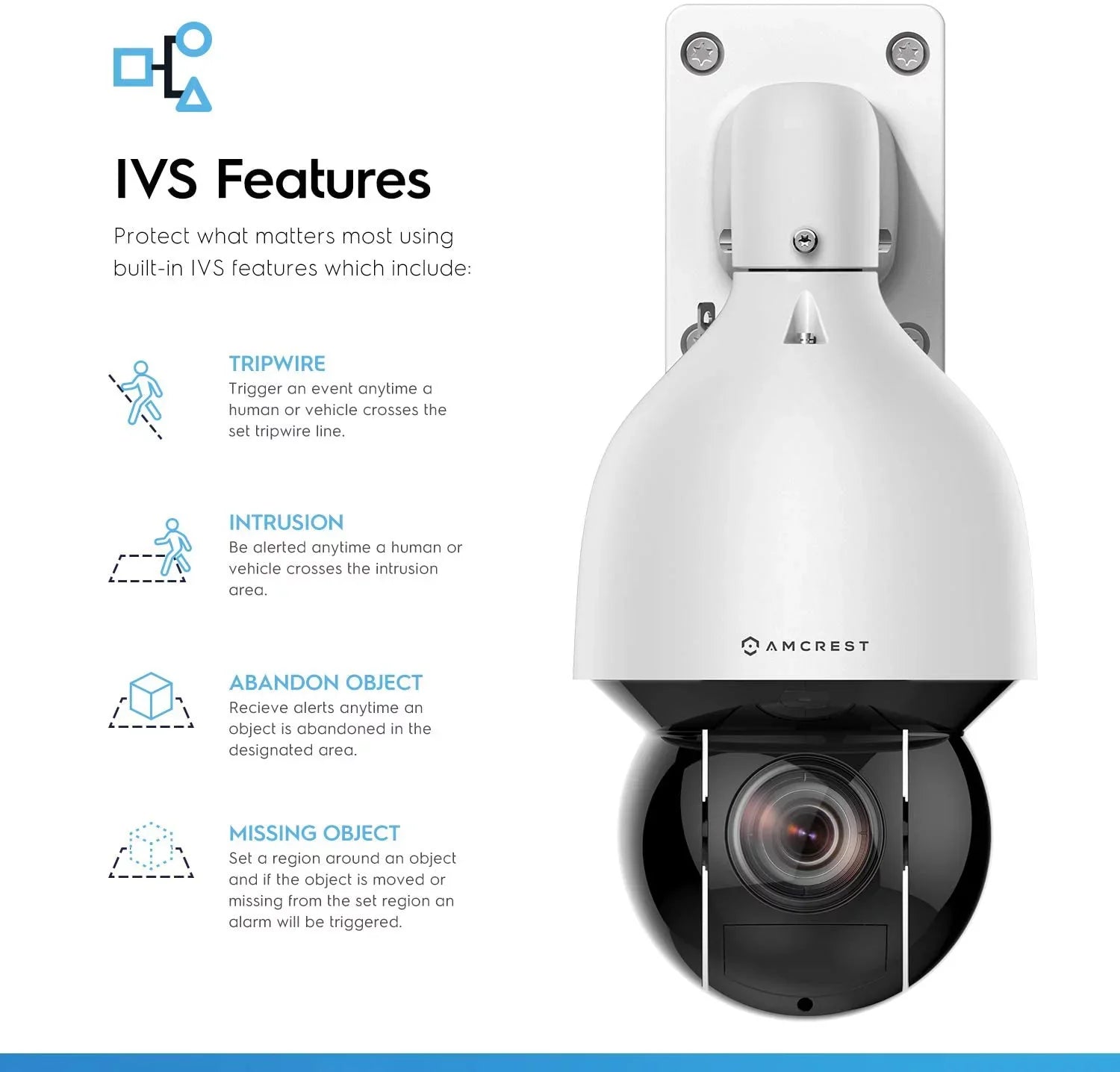 Amcrest 4MP Outdoor   +  Camera Pan Tilt Zoom (Optical 32x Motorized) UltraHD + Camera Security Speed Dome, People and Vehicle Detection , 492ft Night Vision + (802.3at) IP4M-1083EW-