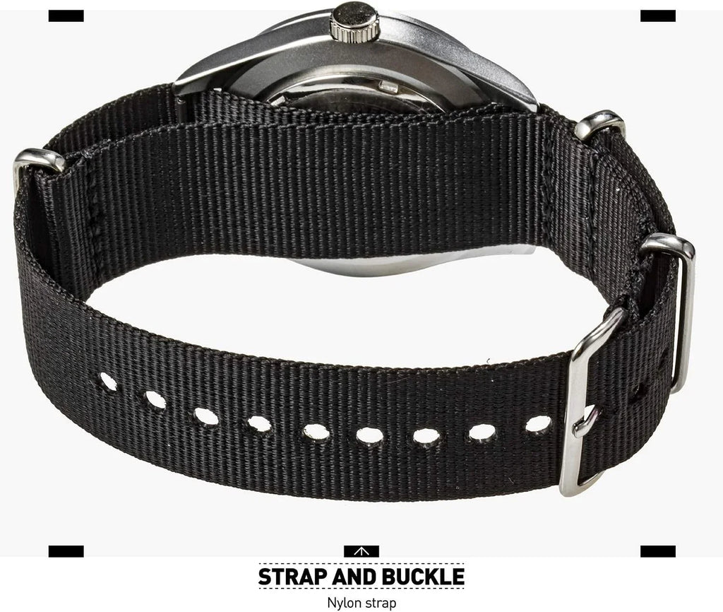 Military Watches for Men Tactical Wrist Watch, Waterproof Outdoor Sport Field Black Mens Analog Wristwatch, Army Casual Work 12/24 Hr Date Day Nylon Band